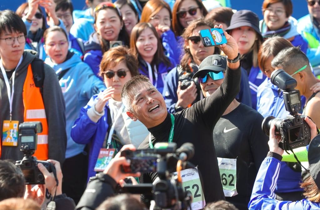 Chow at the Standard Chartered Hong Kong Marathon 2025 finish line. -- Photo: Edmond So / SCMP