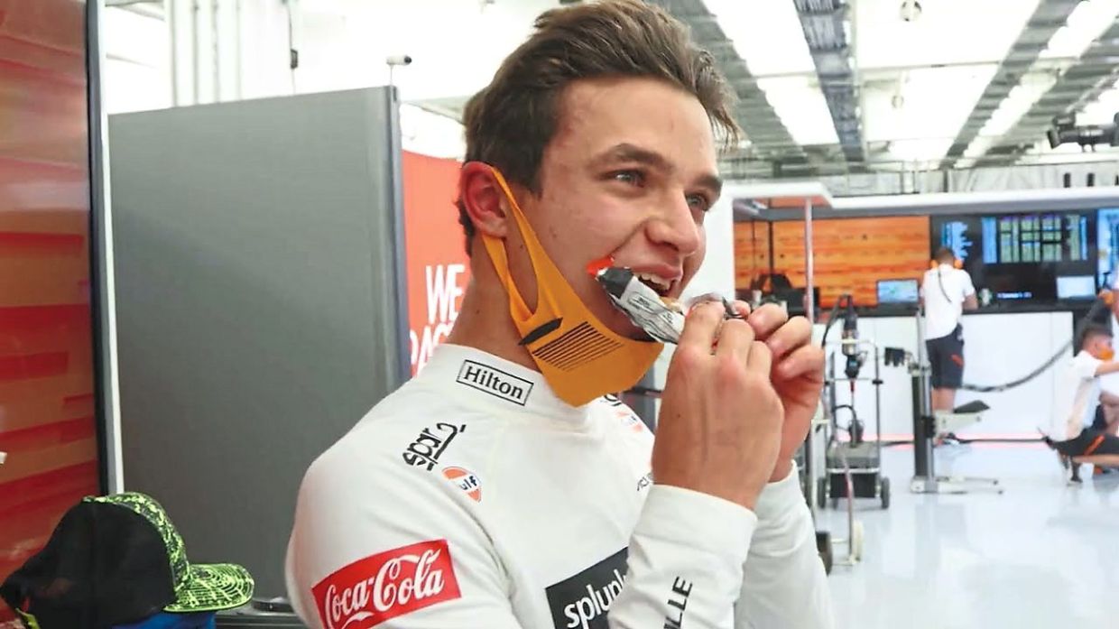 McLaren’s Lando Norris fuels up before a race.