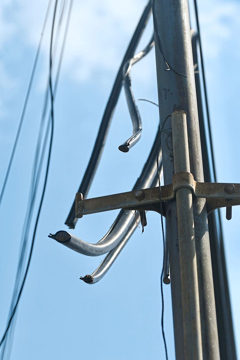 Cut cables causing telephone and Internet interruptions.