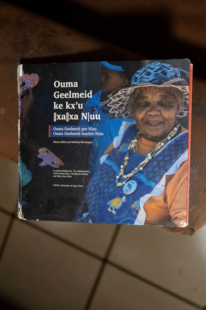 A book made about Esau is shown at her home near Upington, in the Northern Cape Province. Photo: AFP 