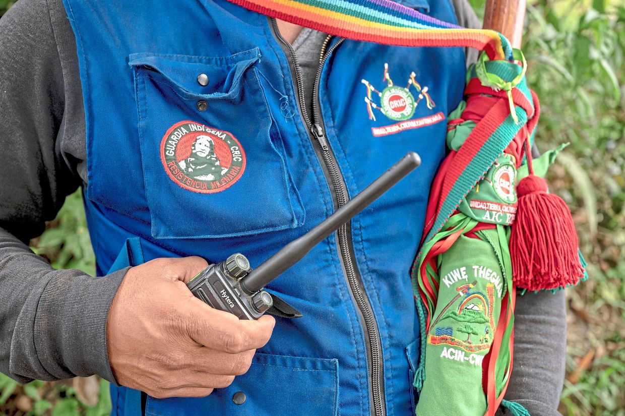 A coordinator of Kiwe Thegnas, which refers to Indigenous Guard in the Nasa Yuwe language, in Canoas, an Indigenous reserve in northern Cauca. — AP