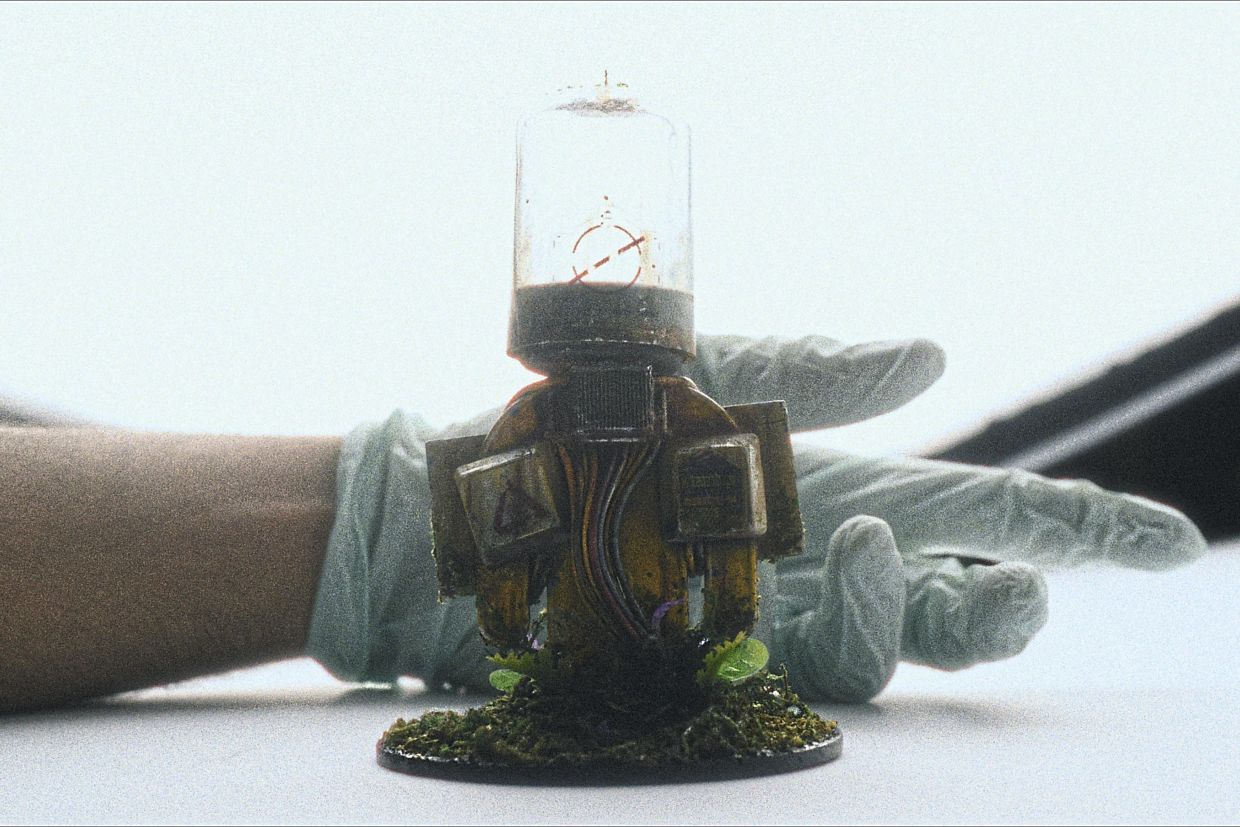 Upcycled circuitry, wiring, and mechanical scraps form the base of Jayasuria’s handmade machines. Photo: Garrick Tong