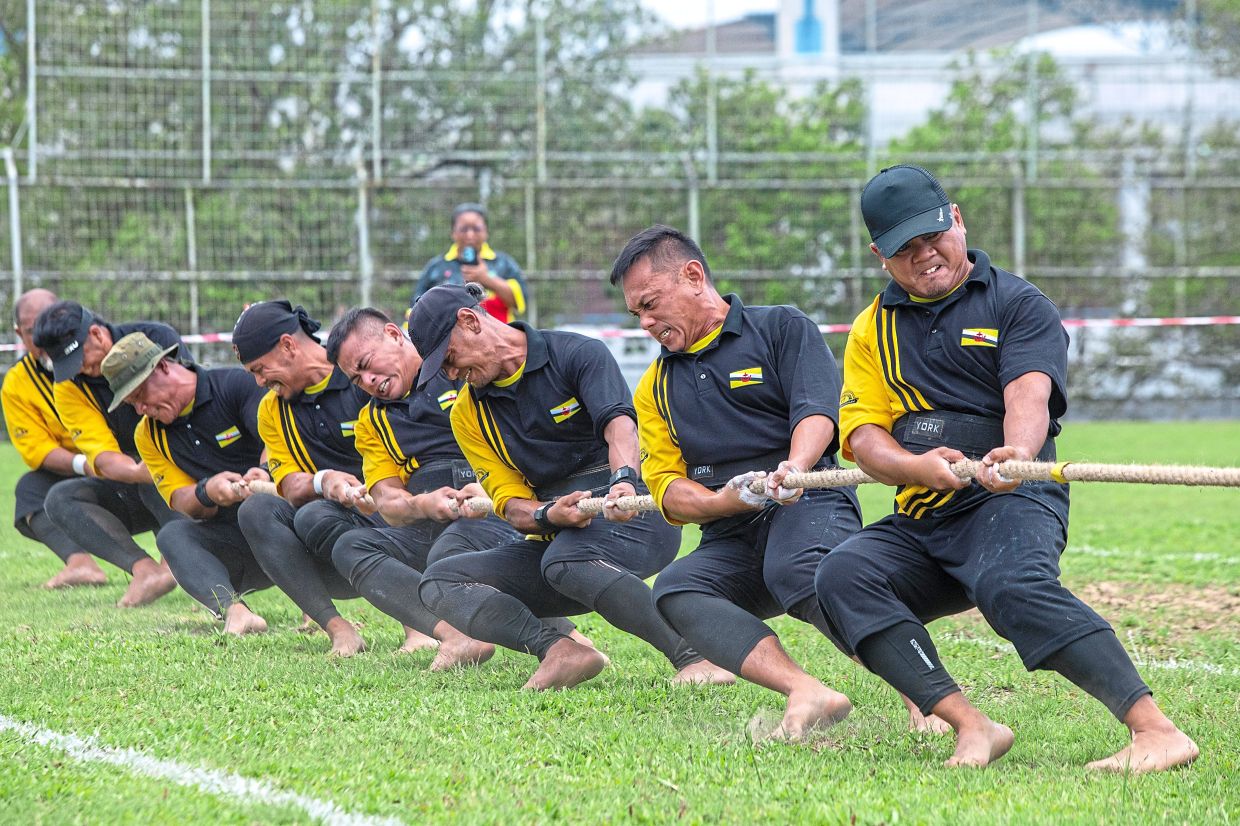 The tug-of-war was featured as a traditional sport.