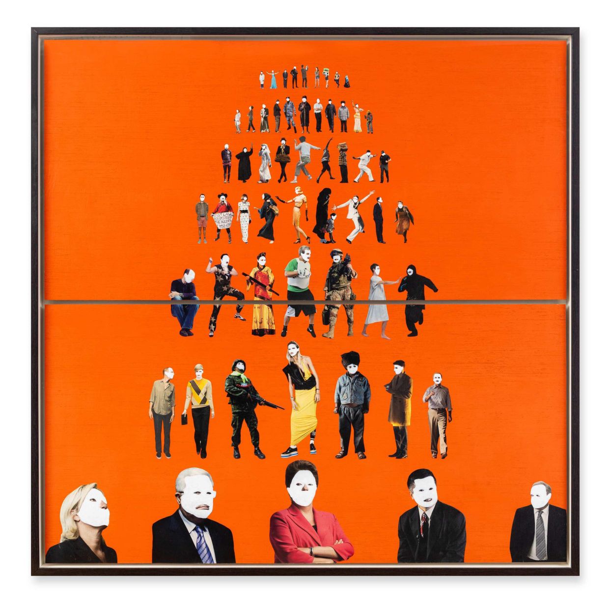 A work by Zulkefli titled 'A Different Type of Scheme' features a crowd of faceless figures - a recurring theme in his new series. Photo: Galeri Sasha