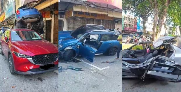 Driver steps on wrong pedal, rams five cars in Johor Baru