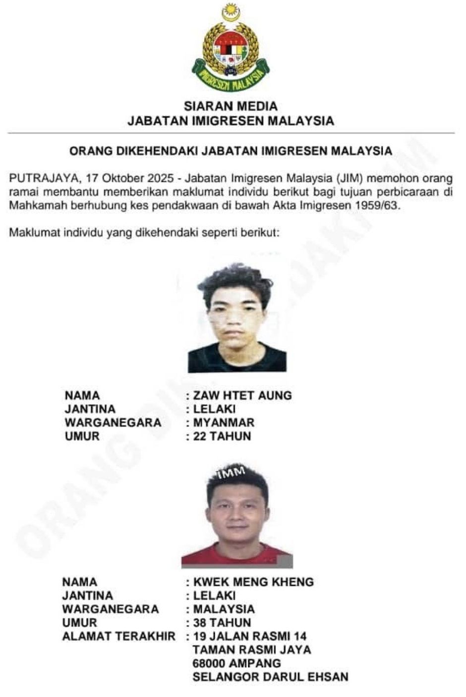 Immigration Department seeks public help in locating key individuals linked to ongoing case 1 3575275