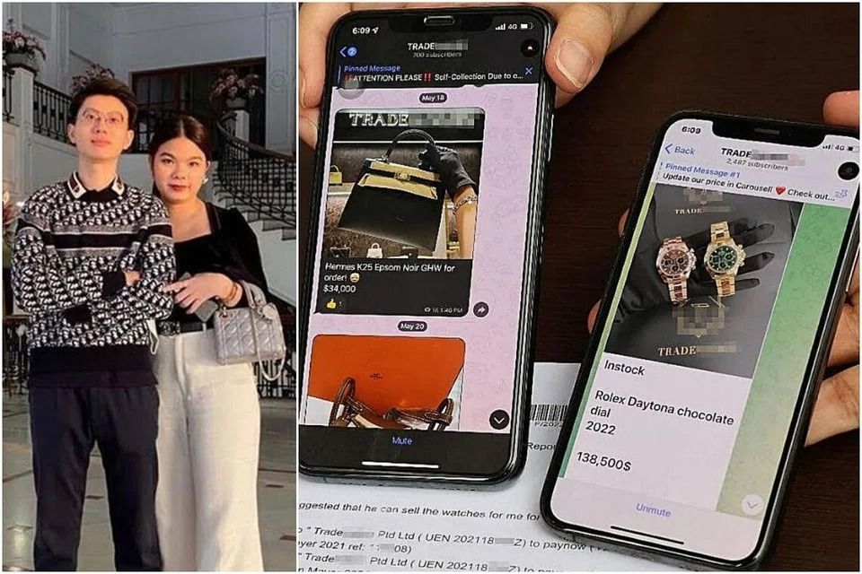 Pi Jiapeng and his wife, Pansuk Siriwipa, allegedly collected payments for luxury items, mostly watches and handbags, worth at least $32 million. - Photos: KLVNJP123_/INSTAGRAM SHIN MIN DAILY NEWS