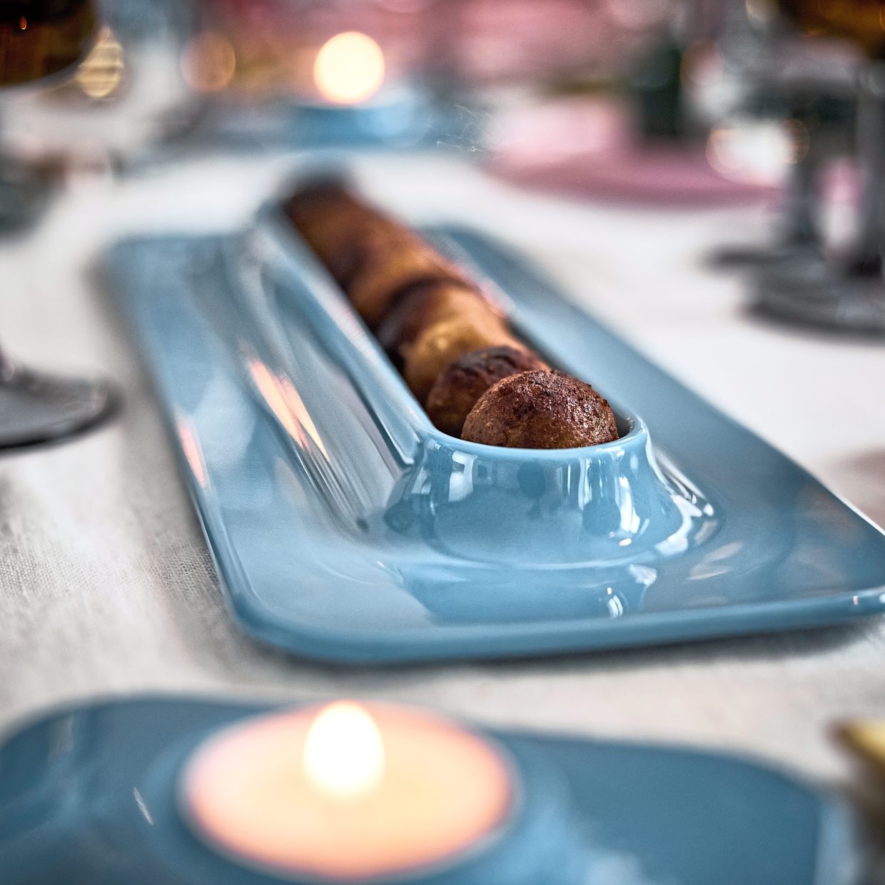 The highlight of Westman's collection is a porcelain plate dedicated to the famous Swedish meatballs, but which you can also serve up local delicacies on, says Westman.