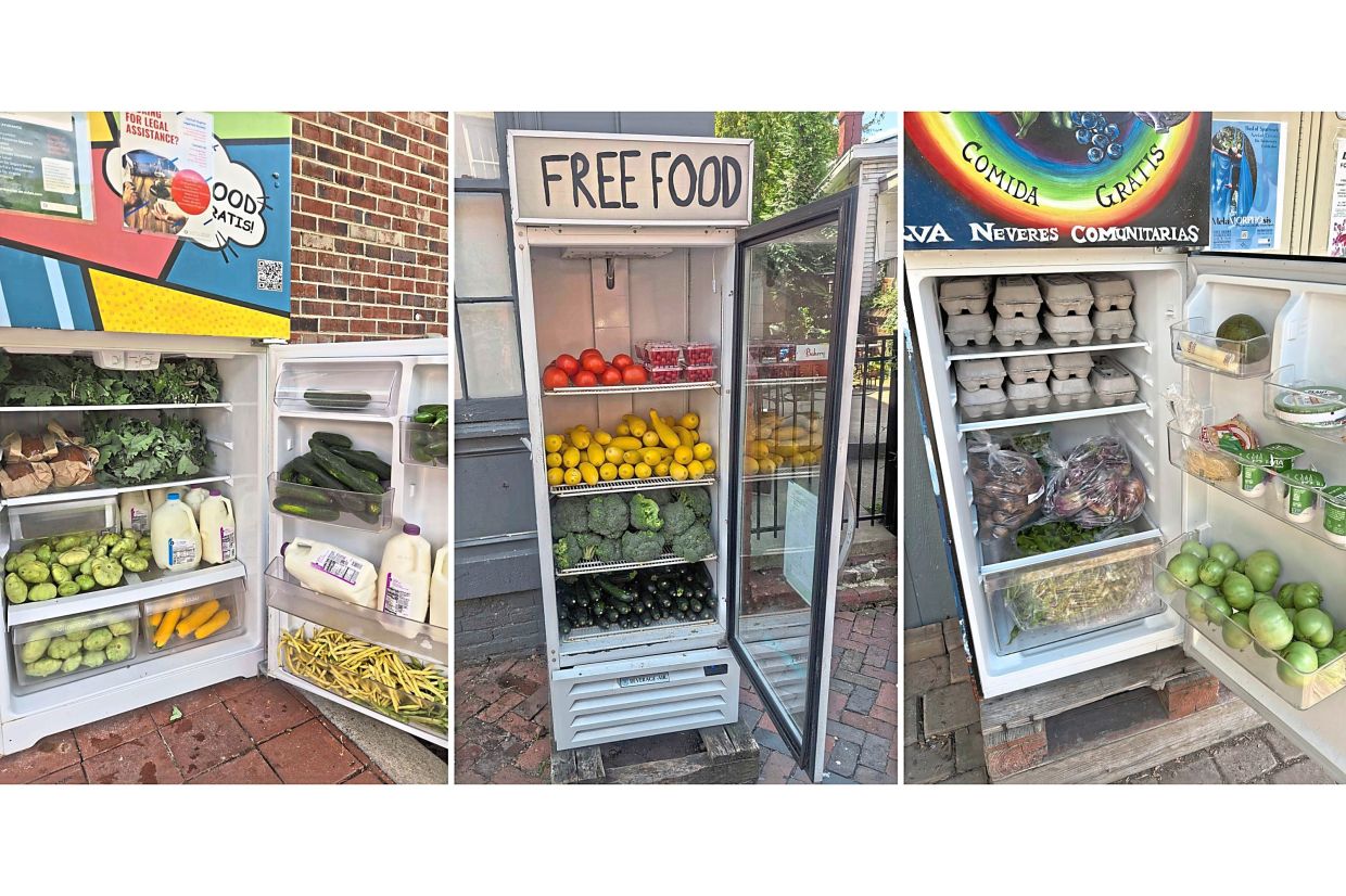 This combination of images shows three stocked refrigerators located around Richmond.