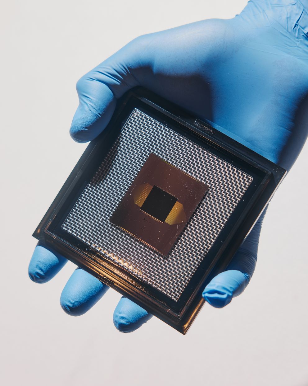 Google’s quantum computer chip, called Willow, at the company’s quantum research facility near Santa Barbara, California, on Oct 19, 2025.