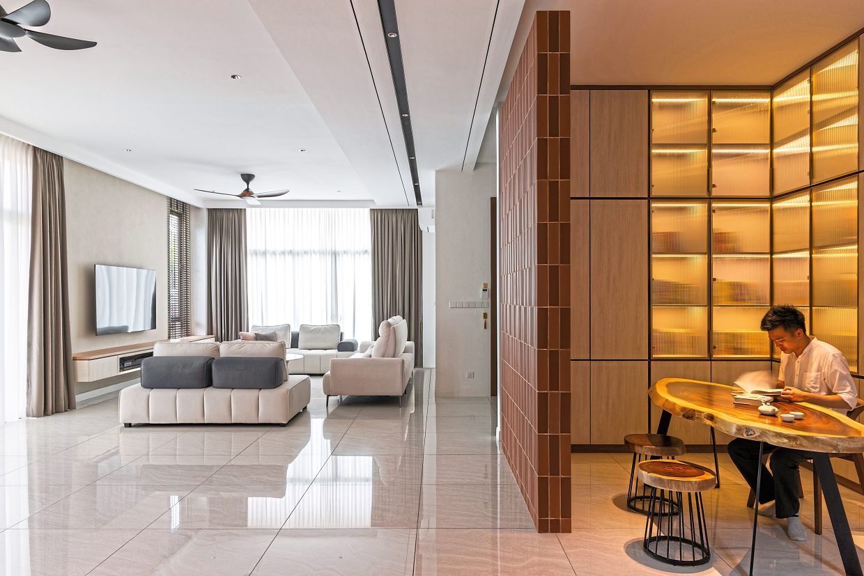 Terracotta walls act as both spatial dividers and circulation elements.
