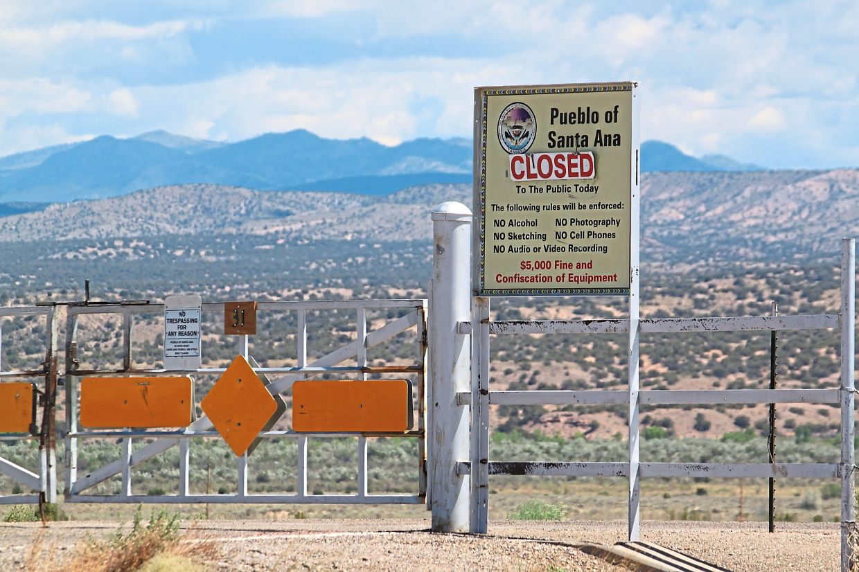 A gate blocking access to tribal land in Santa Ana Pueblo. -AP