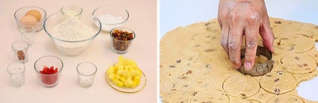 A handful of ingredients (left) and a bit of mixing, kneading and cookie-cutting (right) can lead you back to the heart of All Hallows’ Eve.
