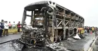 Police arrest the driver of bus that went up in flames, killing 20 in India