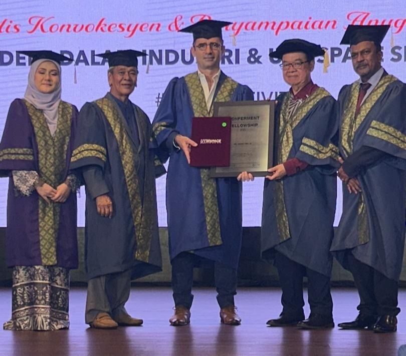 From left: UTMSpace Services chief corporate advisor Azreen Alias, Board Of Advisors chairman Datuk Daud Daros, Mecja, UTMSpace Services chairman Prof Hishamuddin Mohd Ali, and chief executive officer Assoc P⁠rof Mazlan Mohamad Abdul Hamed. The partnership is strengthened by Mecja, a UTMSpace fellow.