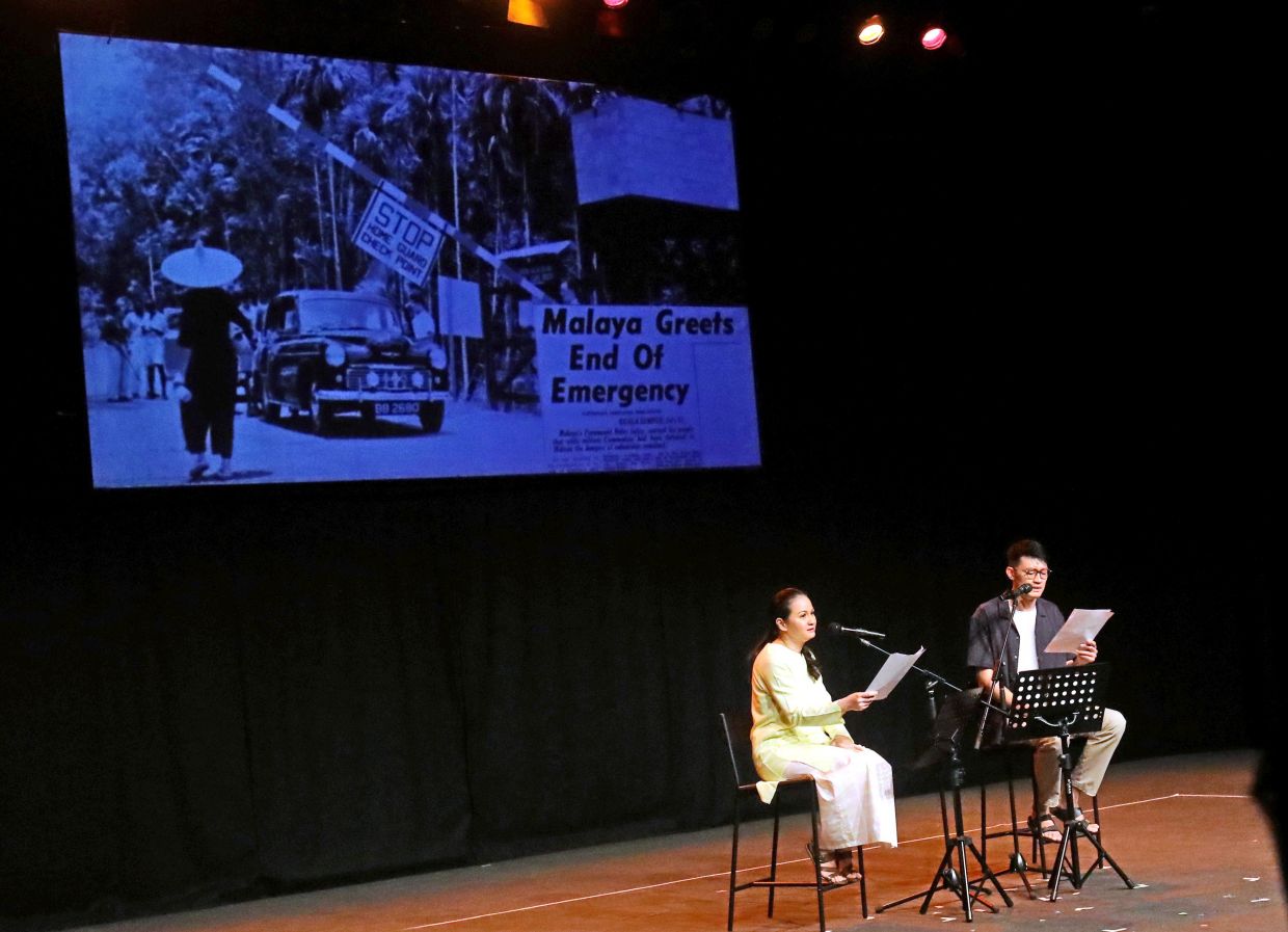 Actors Sharifah Amani (left) and Gregory Sze perform a reading of a lost work by K. Das at KLPac on Oct 12. Photo: The Star/Azlina Abdullah