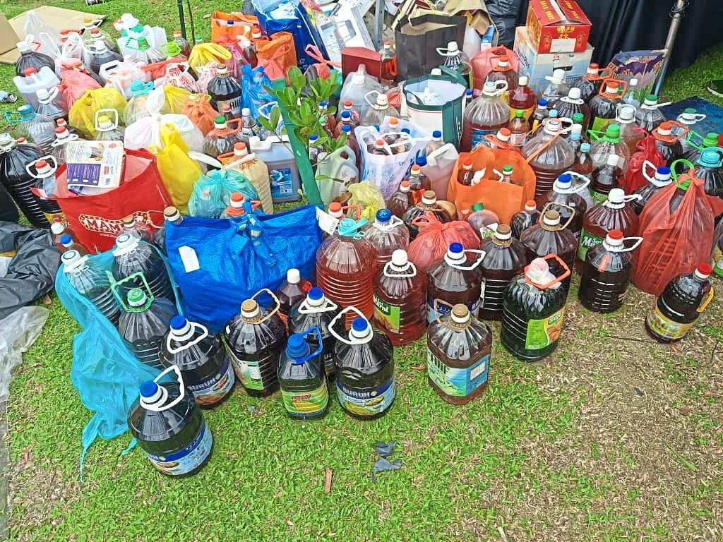 Some of the used cooking oil collected as part of Subang Jaya’s green efforts.