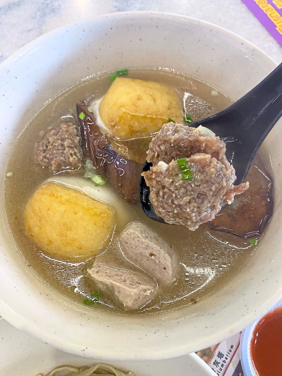 'Yong tau fu’ soup with pork tendon balls.