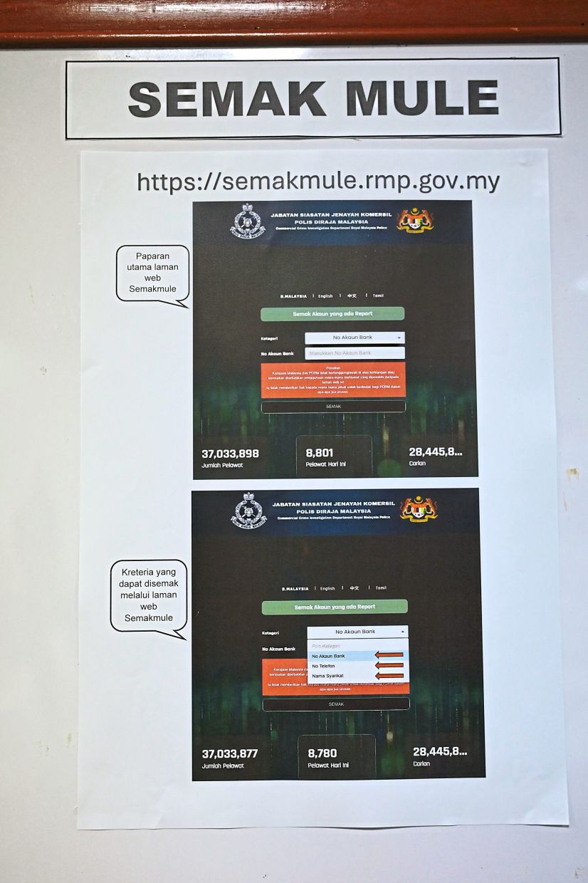 Check and balance: Semak Mule portal, a free online platform that allows the public to check suspicious bank accounts, has recorded over 37 million visitors since its launch in 2020.