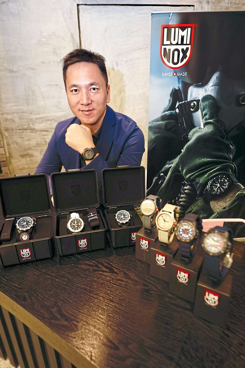 Luminox regional director Bill Young with some of the Luminox watches introduced at the launch.