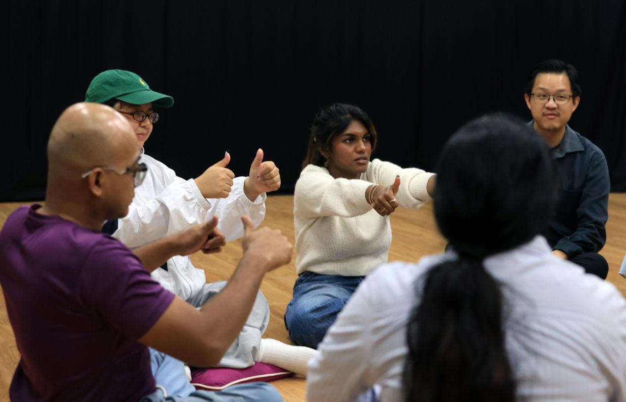 A rehearsal session for the theatre show 'Siapa Cacat?', which is set to play at Five Arts Centre in GMBB, KL on Nov 22 and 23. Photo: The Star/Chan Tak Kong 