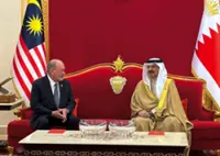 Sultan Ibrahim accorded state welcome at Bahrain's Sakhir Palace