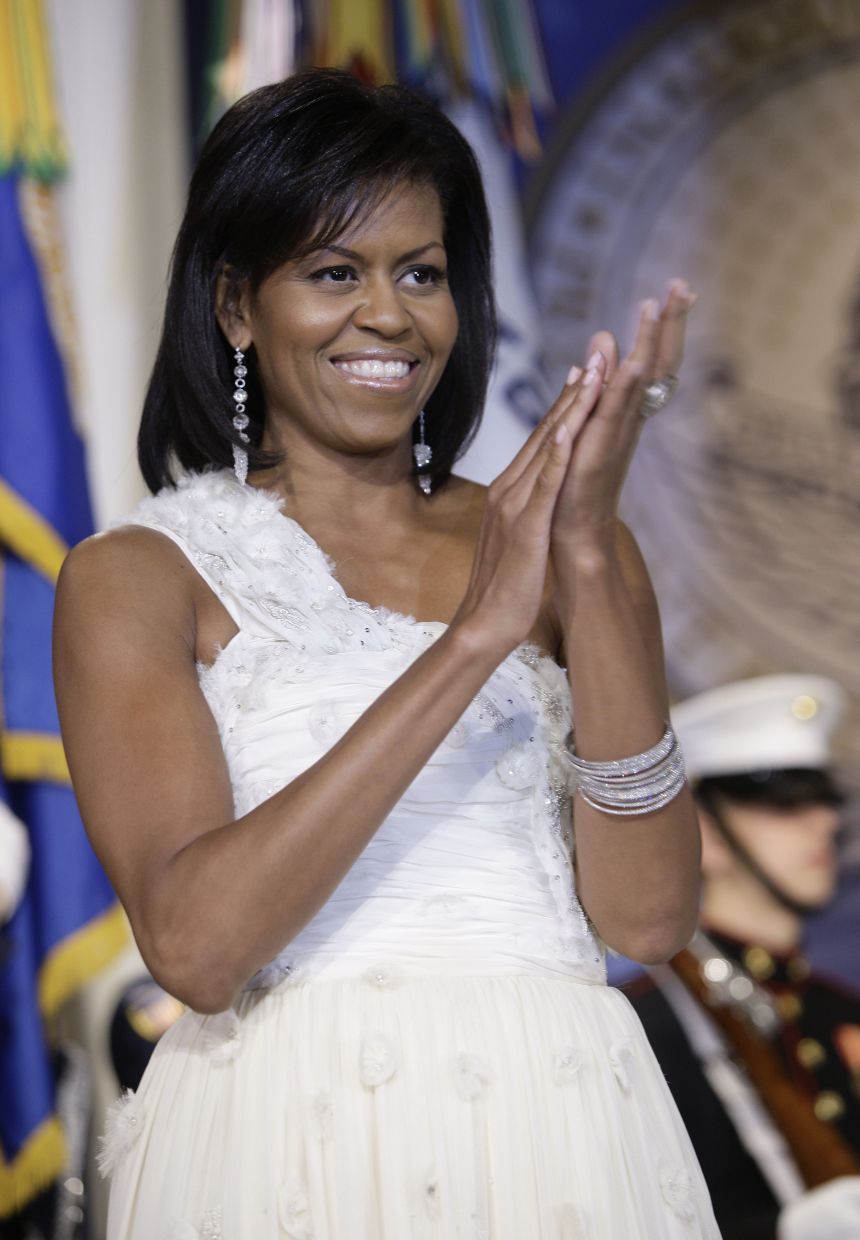 A 2009 file picture shows then first lady Michelle Obama during an inaugural ball in Washington. Photo: The New York Times