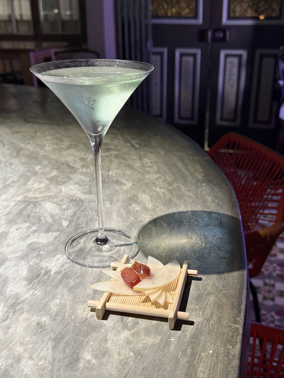 The Poseidon's Potion is a strong martini that is made with Belvedere 10.