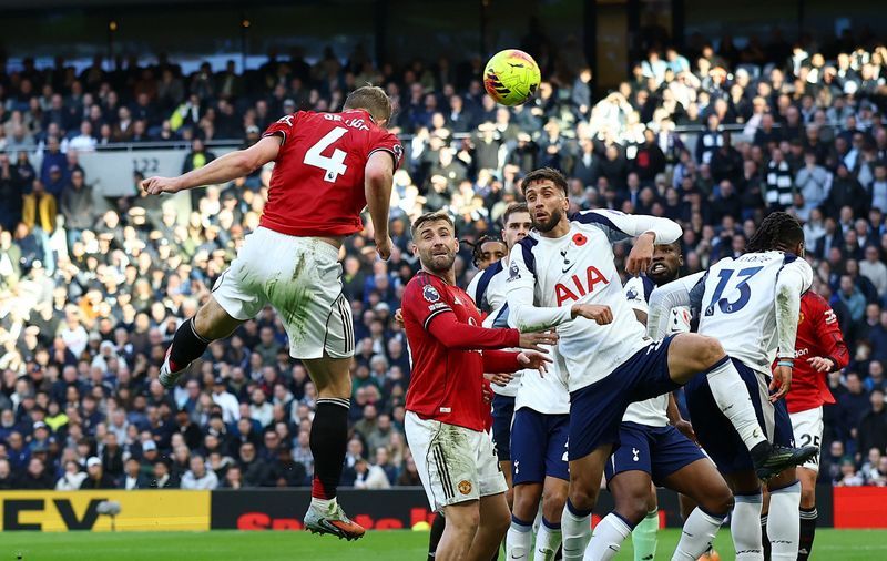 Soccer-De Ligt's last-gasp equaliser snatches dramatic draw for Man United at Spurs