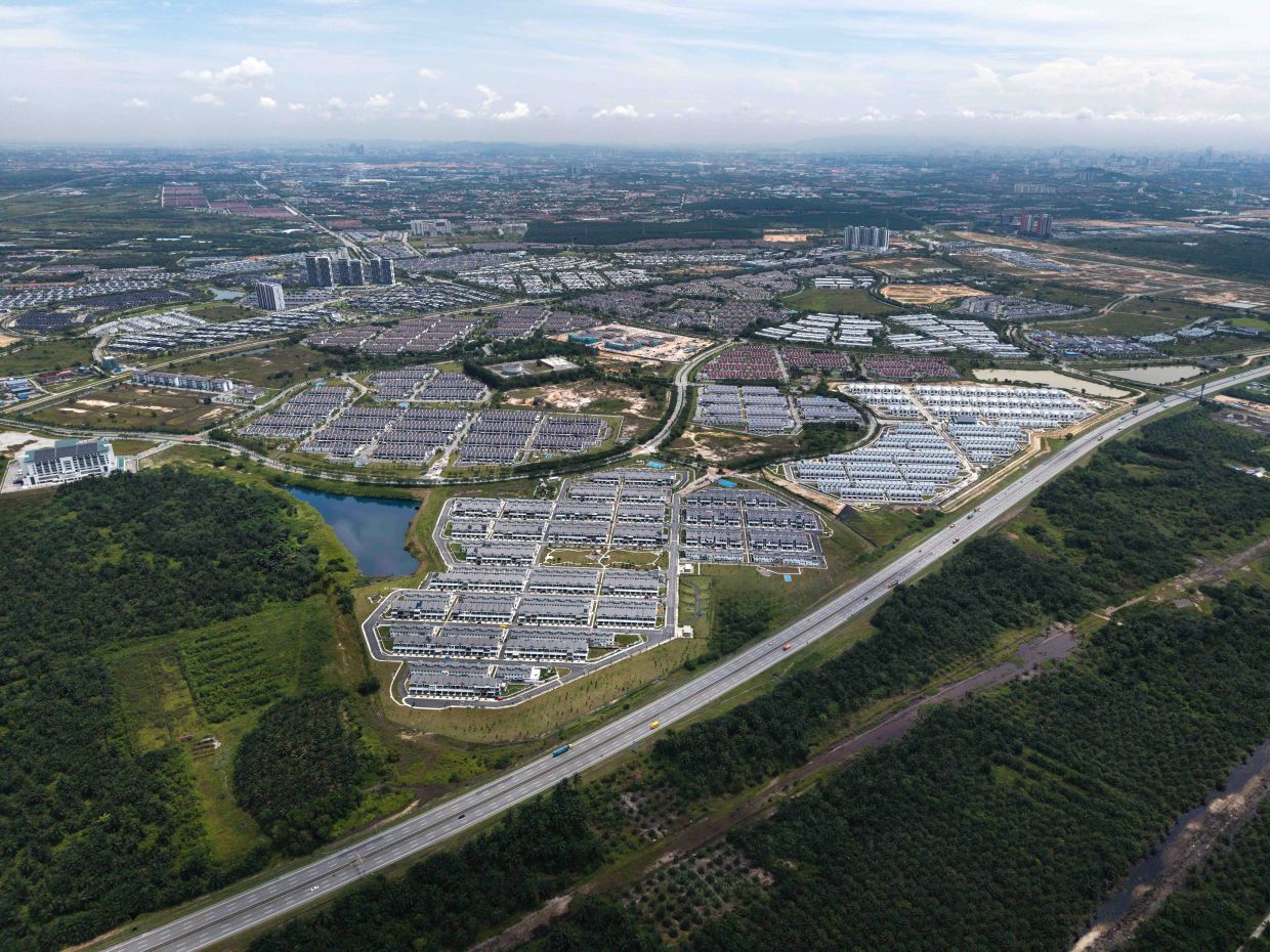 An aerial view of the development.