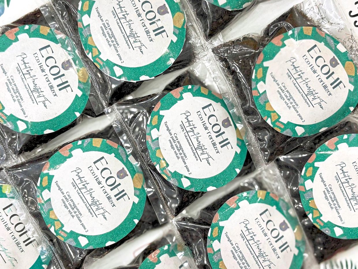 The hair fertiliser made by students from SM Pendidikan Khas Vokasional Indahpura in Kulai.