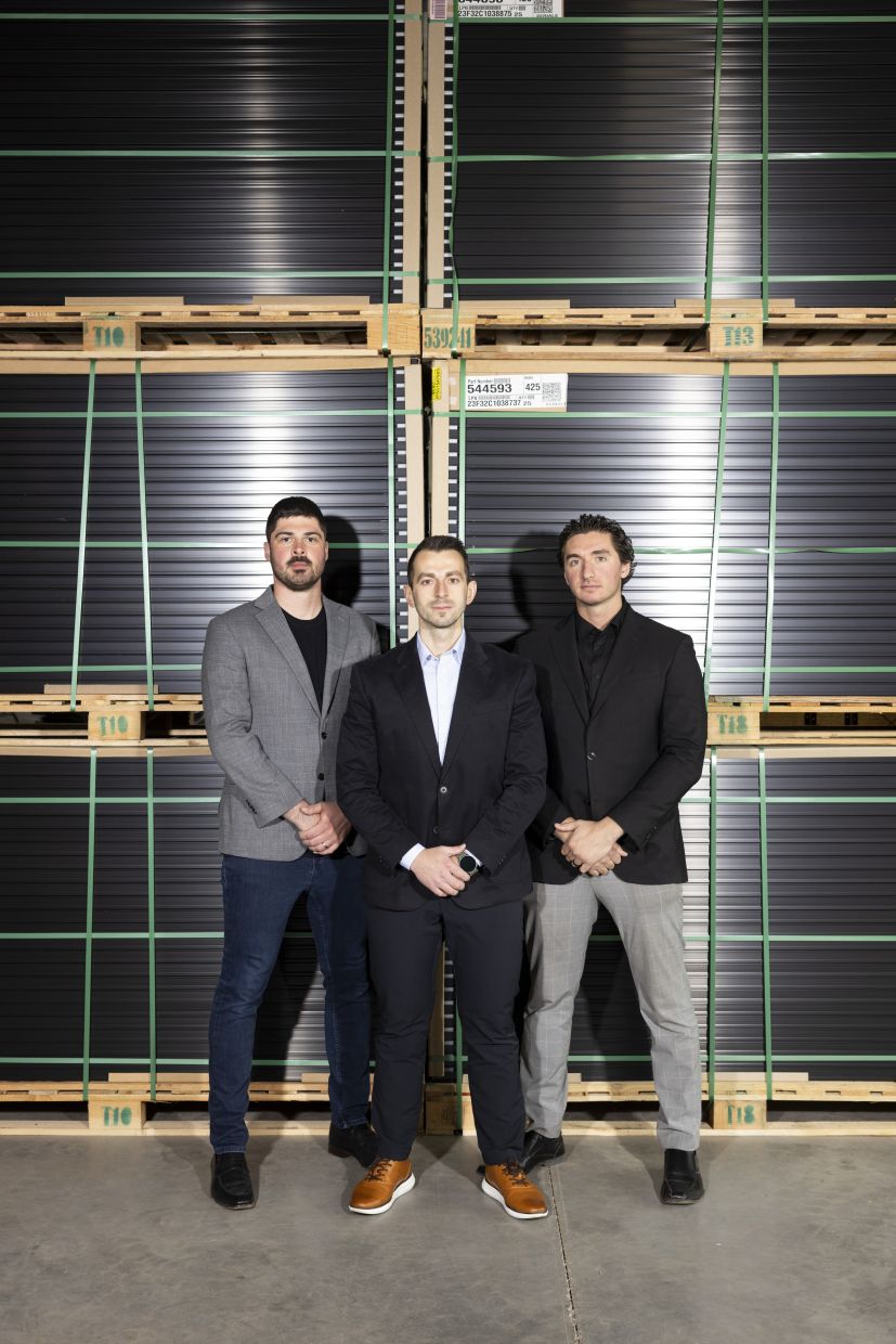 (l-r) Bozek, Marchenko and Nielsen, executives with the solar contractor Wolf River Electric, in Isanti, Minnesota. In one of at least six defamation cases in American courts regarding content produced by AI tools, Wolf River is suing Google over hallucinated search results regarding a legal settlement over deceptive sales practices. Tim Gruber/The New York Times)