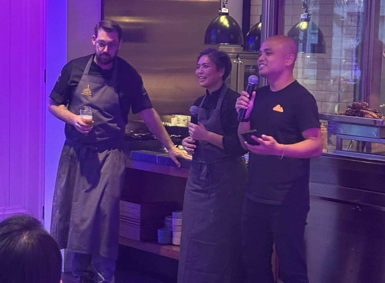 (From left) Chefs Dylan Jones and Bo Songvisava, alongside Alvin Lim, co-founder of PaperKite.