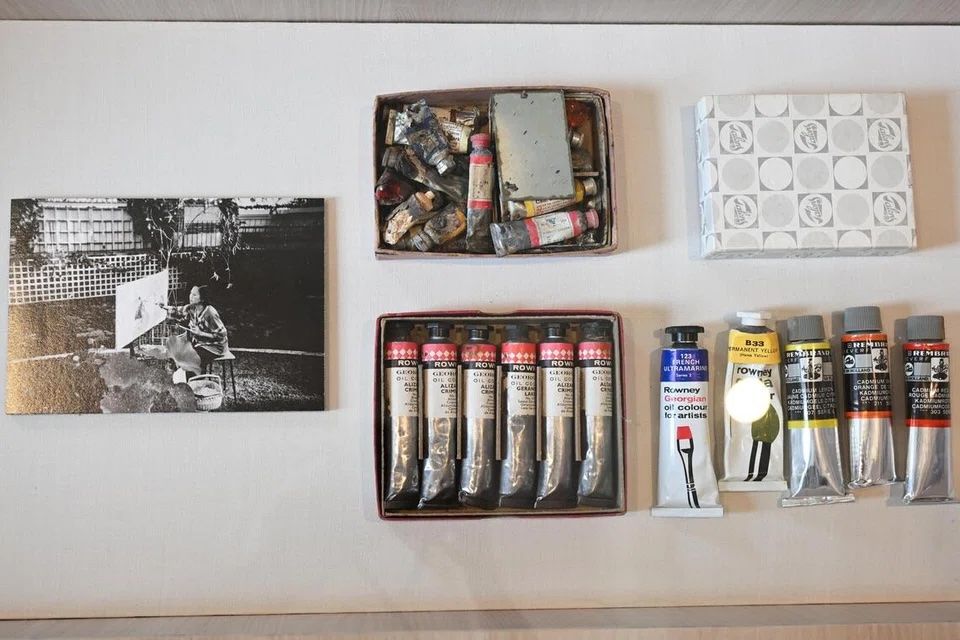 Georgette Chen’s painting materials on display at Into The Modern. — Photo: SHINTARO TAY/The Straits Times/Asia News Network