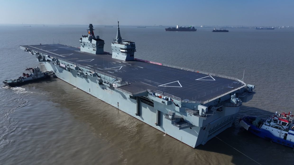 China’s first 076 ‘drone carrier’ amphibious assault ship begins sea ...