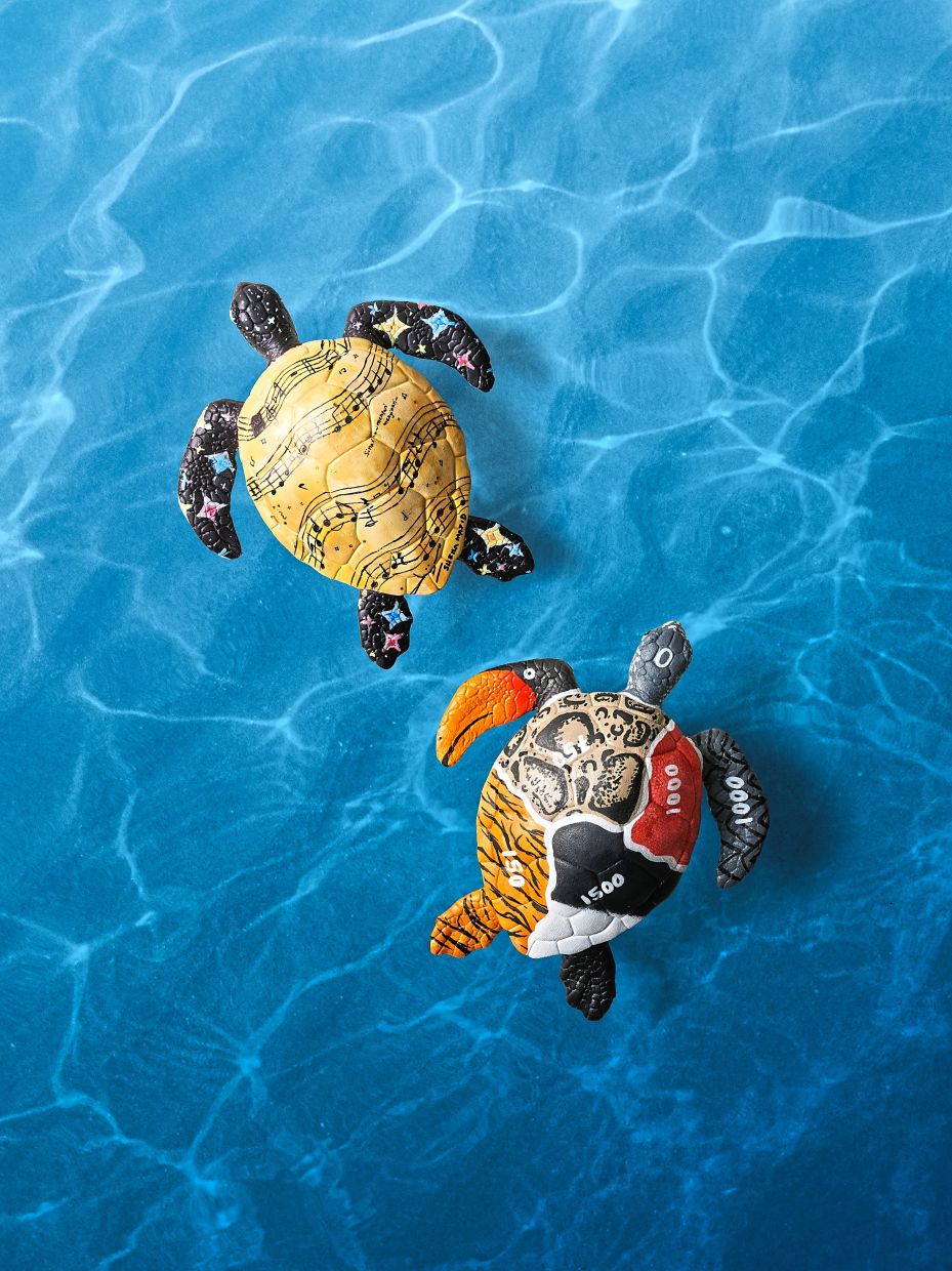 For star power, there’s 'Mrs Jazzy Pants' by Datuk Sheila Majid (left) and 'Vanishing Patterns' by Datuk Zainal Abidin. Photo: Handout