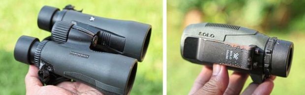 Premium high-powered binoculars with an armour-coated housing and gas-filled lenses work in all weather conditions. (Right) Monoculars are not as popular as binoculars in archery.