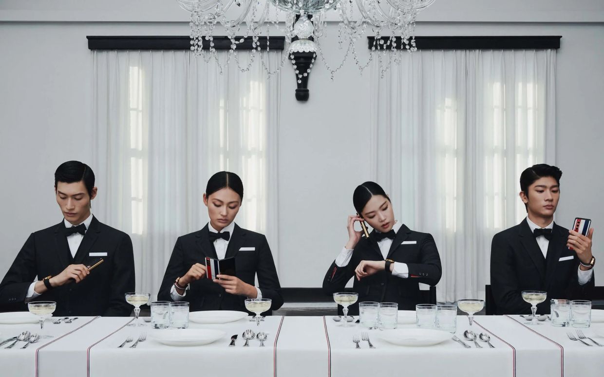 The same words used to describe a sleek device, like ‘sophisticated’, can just as easily apply to a finely tailored suit. Photo: Thom Browne