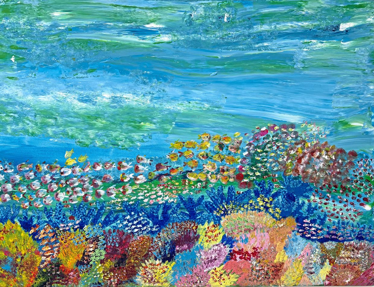 Lee’s painting Beneath The Sea reflects her love for colours. Photos: Joyce Moi