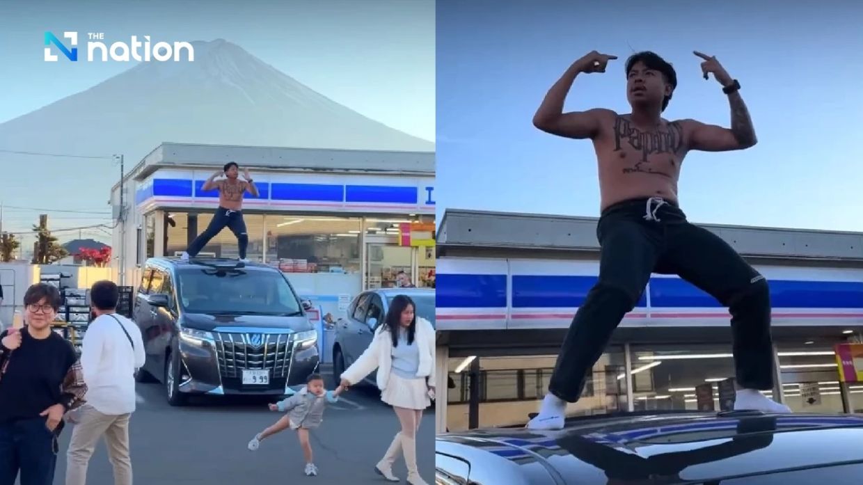 Thai YouTuber slammed after dancing shirtless on car at Japan’s iconic Fuji-view tourist spot