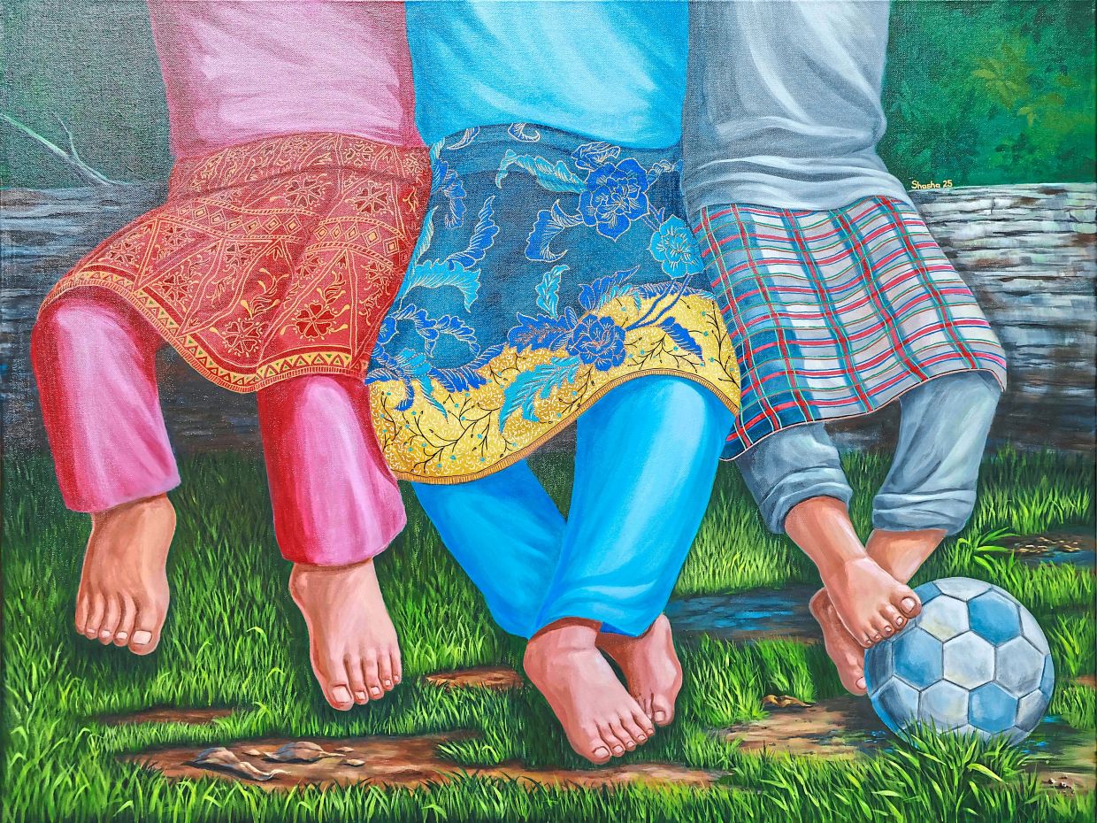 'Baju Melayu' by local artist Shasha is one of the artworks featured at the Art War event. Photo: Art Market Malaysia