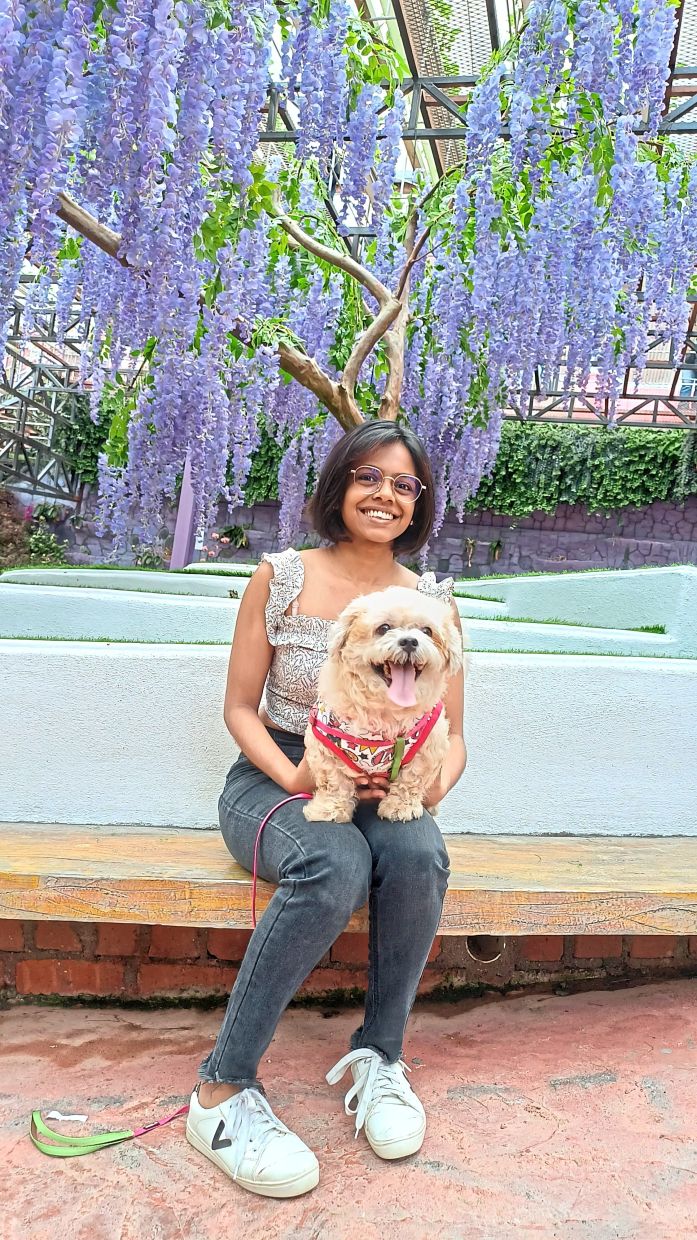 Dhiviya Mingu, her 13-year-old Shih Tzu.