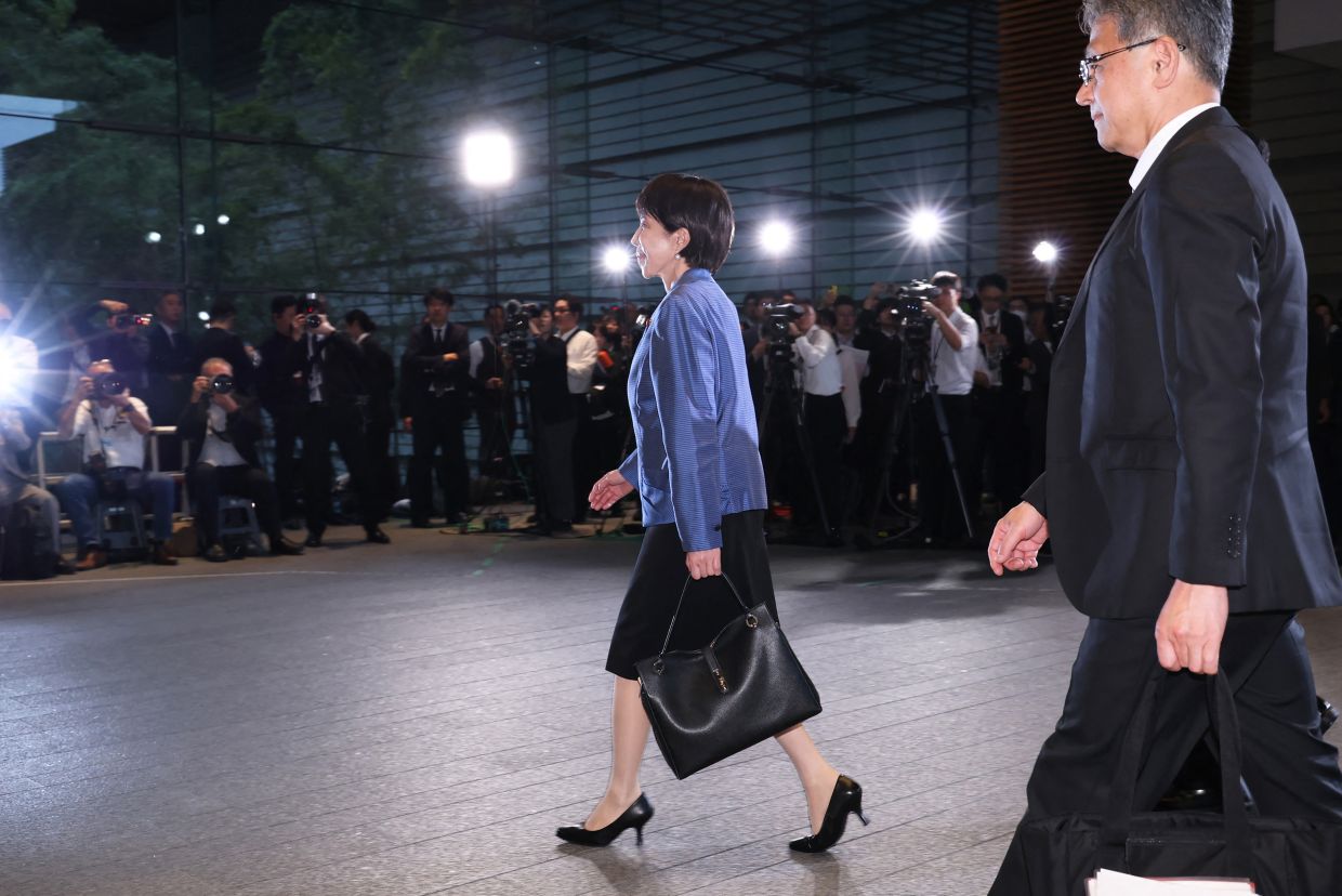 Whether Sanae Takaichi’s tote will make its mark the same way other handbags have in political history remains to be seen. Photo: The Yomiuri Shimbun via AFP