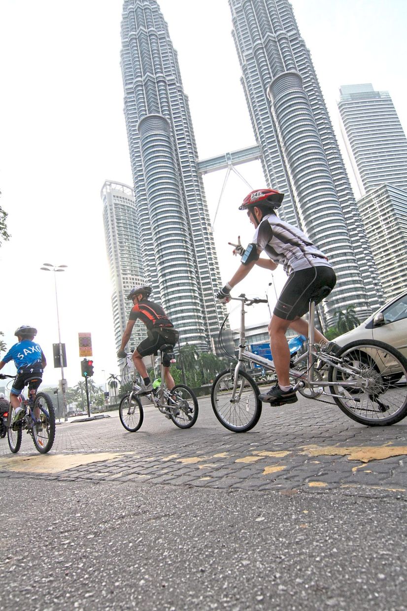Cyclists taking over the streets during KL Car-Free Morning.