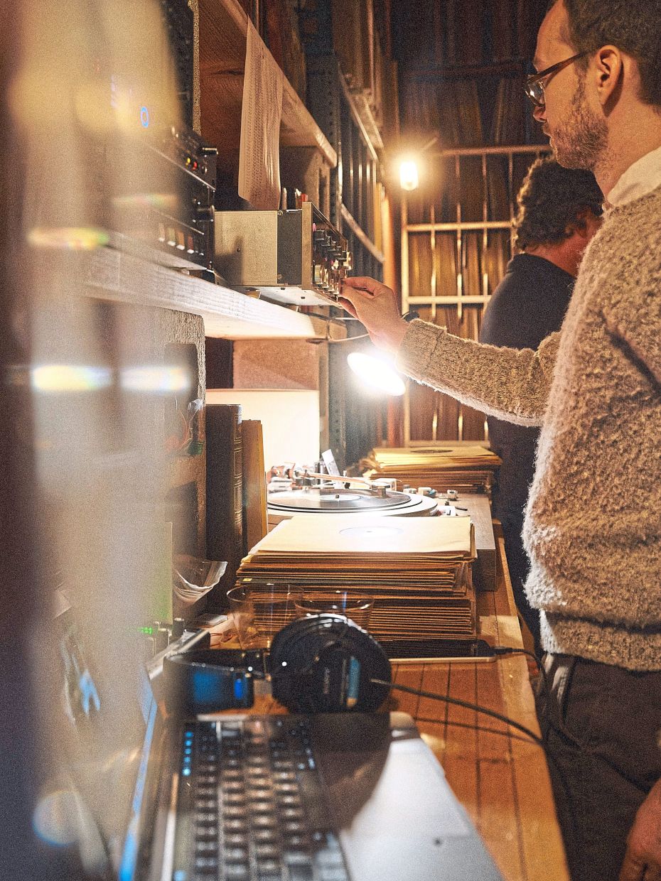 Rivera adjusts sound equipment at the Hot Club of New York, his 30-seat listening room and venue in Manhattan. Photo: The New York Times/Ye Fan