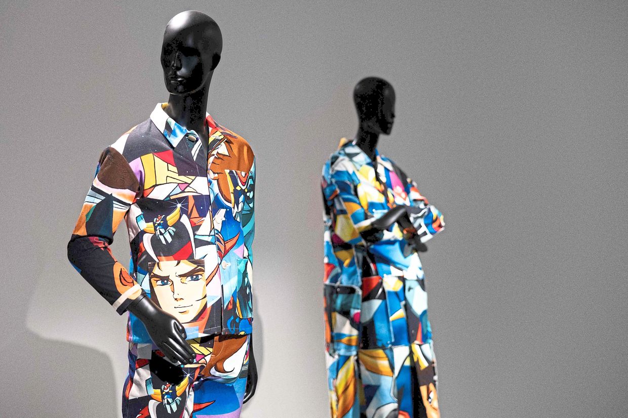 A fashion exhibit created in tribute to Japanese manga 'Grendizer' (Goldorak) from French designer Julien David’s autumn/winter 2018 collection. Photo: AFP 