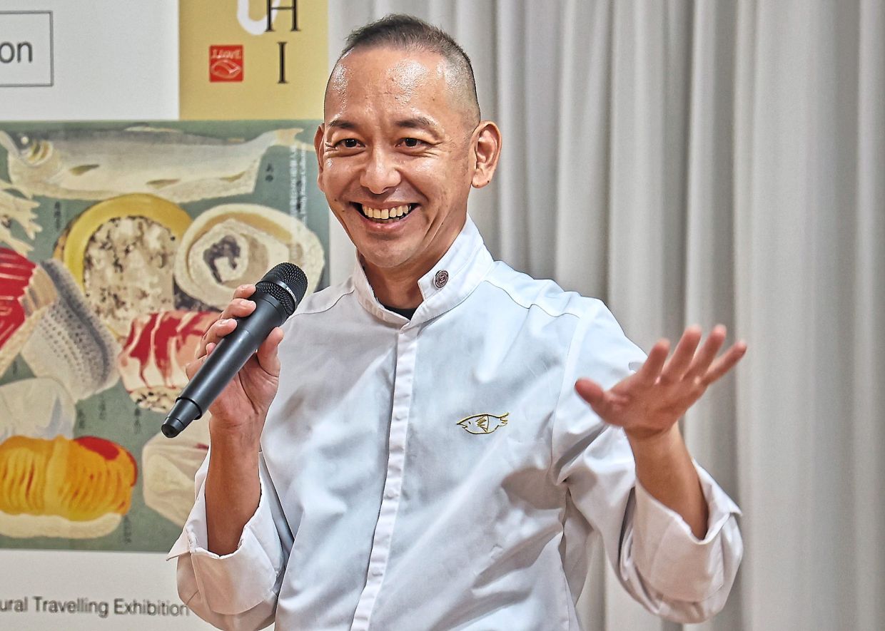 Chef Makoto Saito Sam, owner of Sushi Hibiki, which is sponsoring the exhibition.