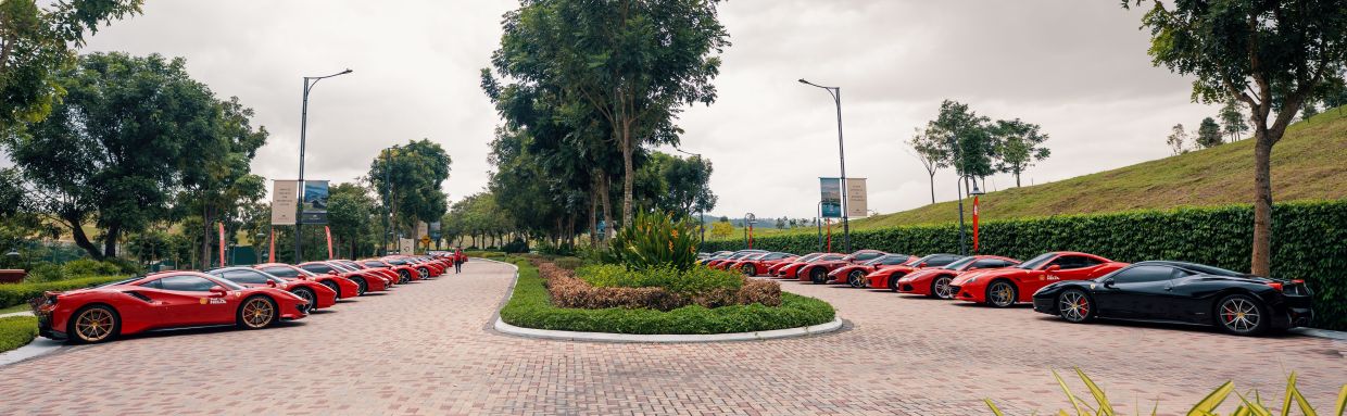 Anyara Hills sets the stage for the biggest FOCM gathering, showcasing an extraordinary 108 Ferraris lined up in a stunning formation.
