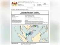 MetMalaysia issues tropical depression warning near Kemaman, Terengganu
