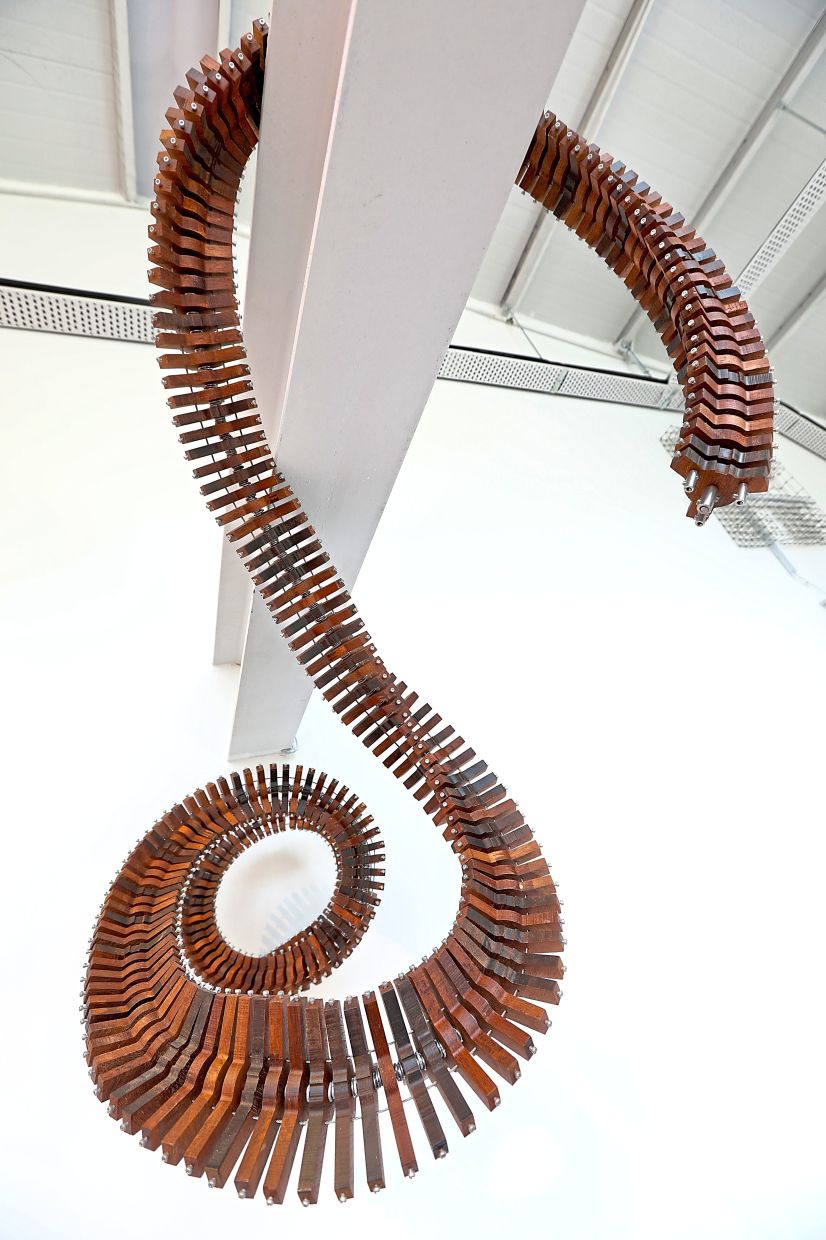 An installation work by Irsyad Maktar titled 'Molecular Convergence', which is part of the 'Sculpt, Made Of Objectual Manners' group exhibition at Tali Art Gallery in Petaling Jaya. Photo: The Star/Low Lay Phon